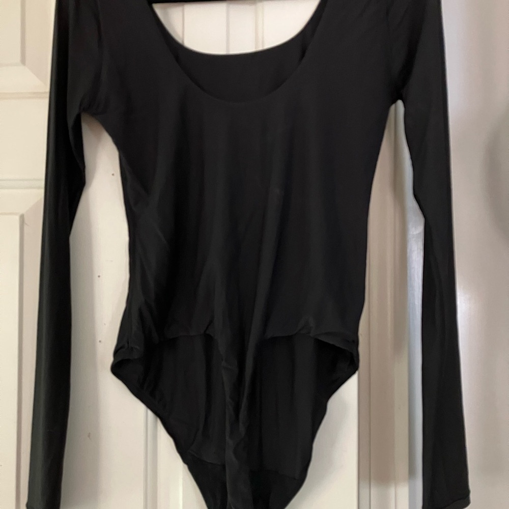 Smoothez by Aerie Black Long Sleeve Thong Bottom Bodysuit